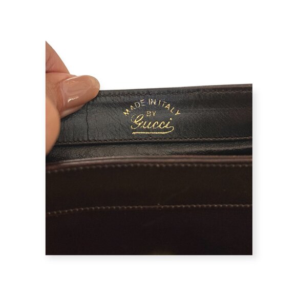 Gucci Vintage Brown Leather GG Logo Shoulder Bag - Picture 7 of 8